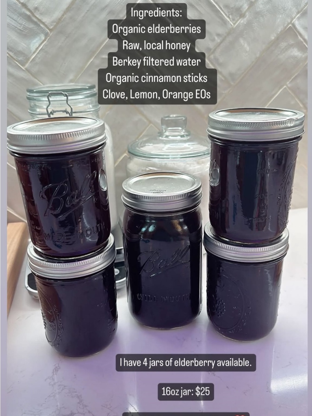 Mason Jar Elderberry Syrup - Dark Purple (16 oz)